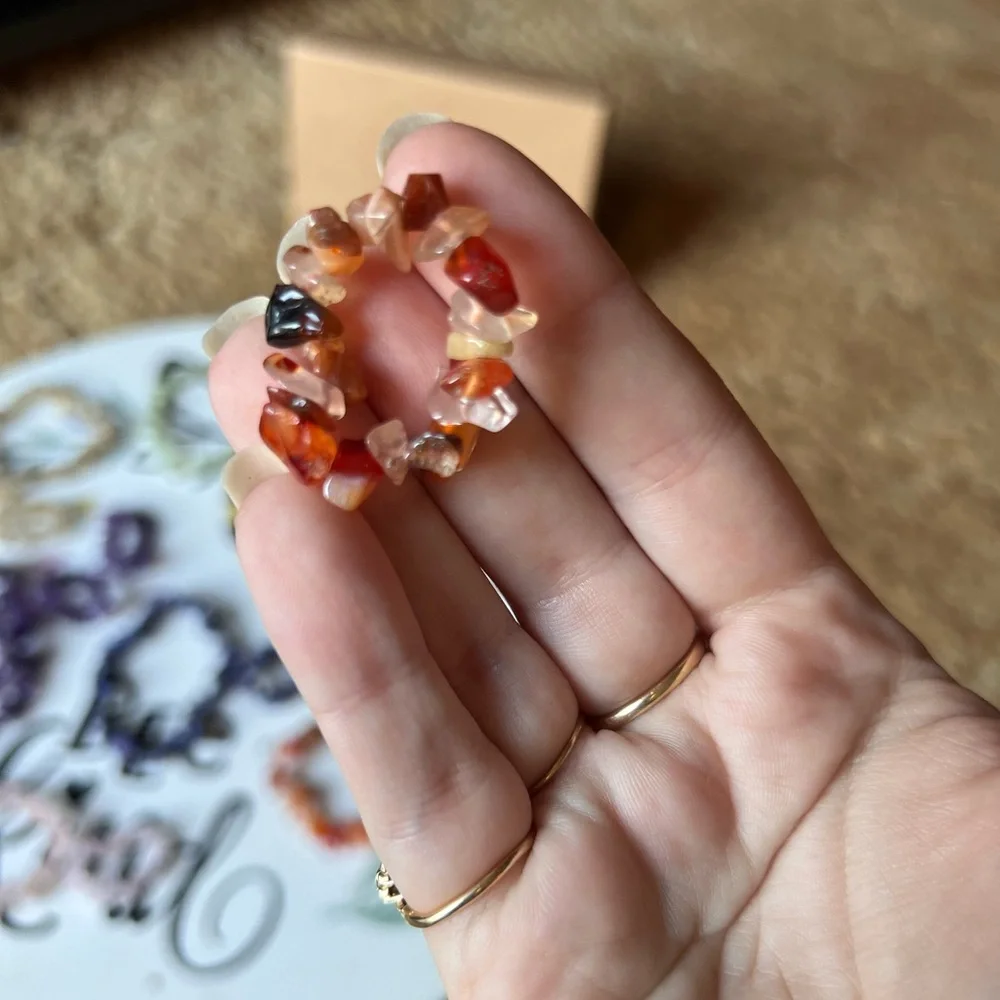 Set of 8 bracelets and 10 rings Natural Crystal Chakra Gemstone Crystal Chip.